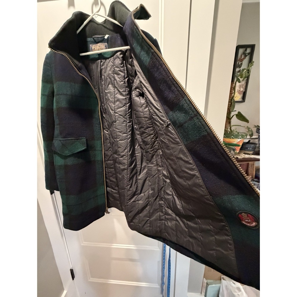 Pendleton Women's L Blackwatch Plaid Wool Blend Zip Jacket Green Navy Quilted - Picture 4 of 7